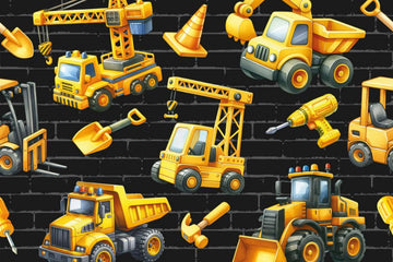 French Terry, Digital Print, Under Construction, Baustelle, schwarz, 0,5 m